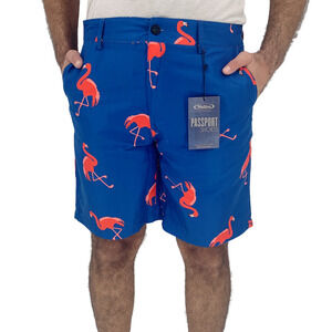 NATIVE OUTFITTERS Passport Shorts Size 32 NEW $68 Pink Flamingo Blue Water Boat
